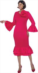 Terramina 7983 - Fuchsia Layered Flounce Sleeve and Hem Suit