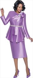 Terramina 7986 - Lilac Pleated Waist Cape Style Church Suit