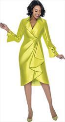 Terramina 7987 - Lime Gathered Waist and Sheath Cuff Dress