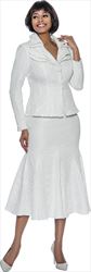 Terramina 7988 - White Layered Lapel Skirt Suit