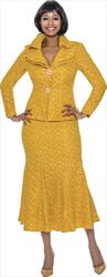 Terramina 7988 - Yellow Layered Lapel Skirt Suit