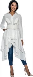Terramina 7904 - Wide Belt Layered Drape Dress Top