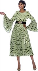 Terramina 7920 - Polka Dot Dress with Belt and Angel Cuffs