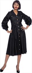 Terramina 7921 - Puff Sleeve Dress with Gold Buttons