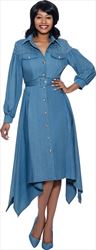 Terramina 7947 - Denim Embellished Button Front Dress