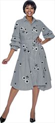 Terramina 7998 - Floral Motif Tiered Sleeve Dress